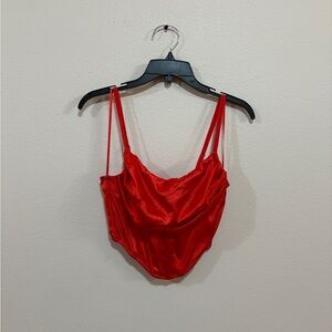Urban Outfitters Red Corset Cowl Neck Top